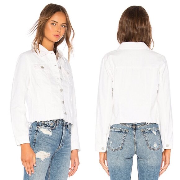 Blank NYC Jackets & Blazers - NWT BLANK NYC White Distressed Denim Raw Hem Jacket in Women's Large